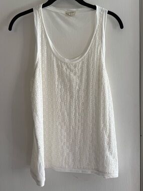 J. Crew White Eyelet Scoop Tank Size XS